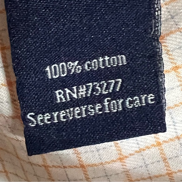 Croft & Barrow Men's Light Orange and White Checkered Shirt Size 16 1/2 - Picture 10 of 10